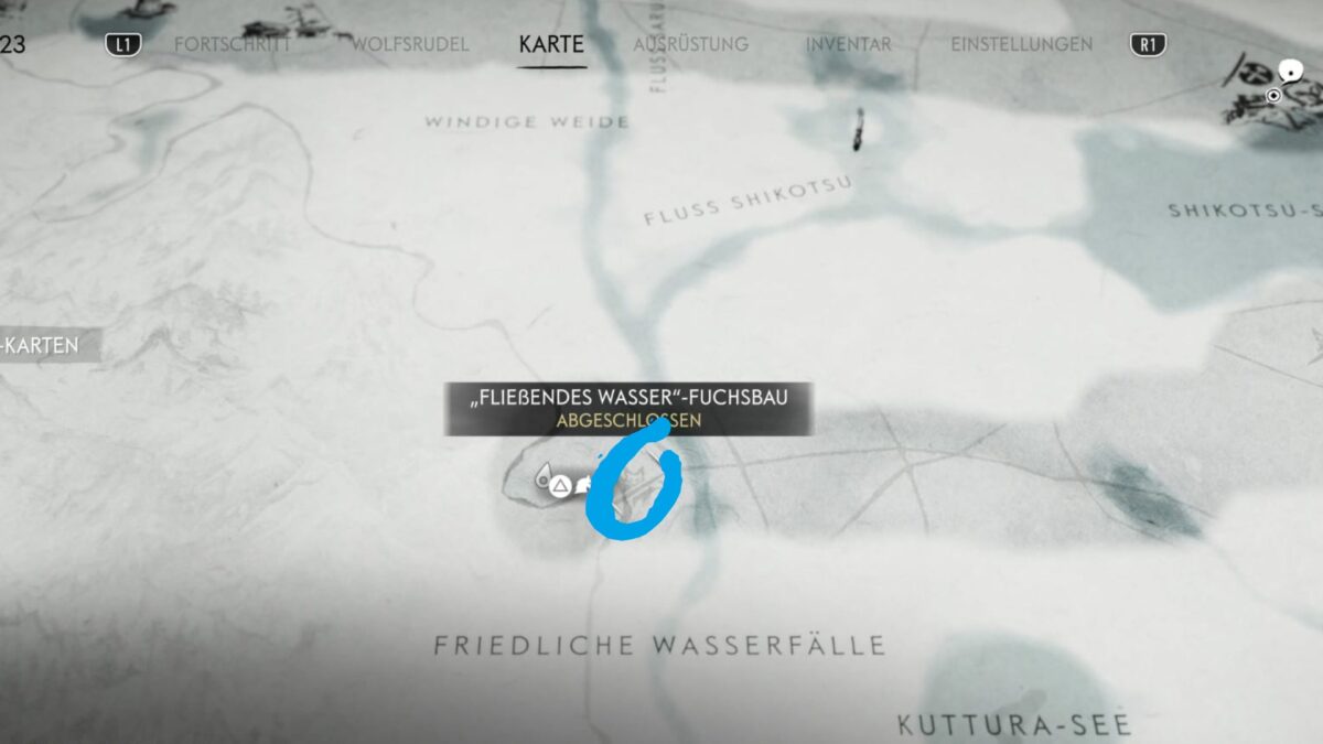 Karte vom Grasland mit einem Fuchsbau.