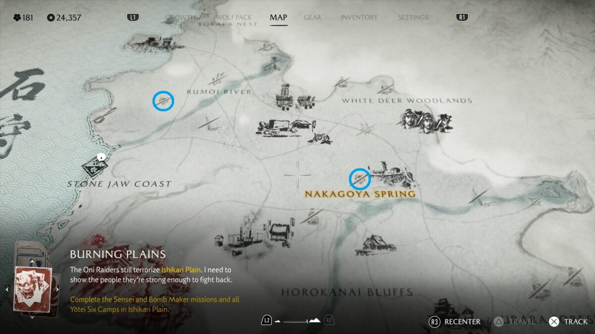 Map of Ghost of Yotei – Ishikari Plain.