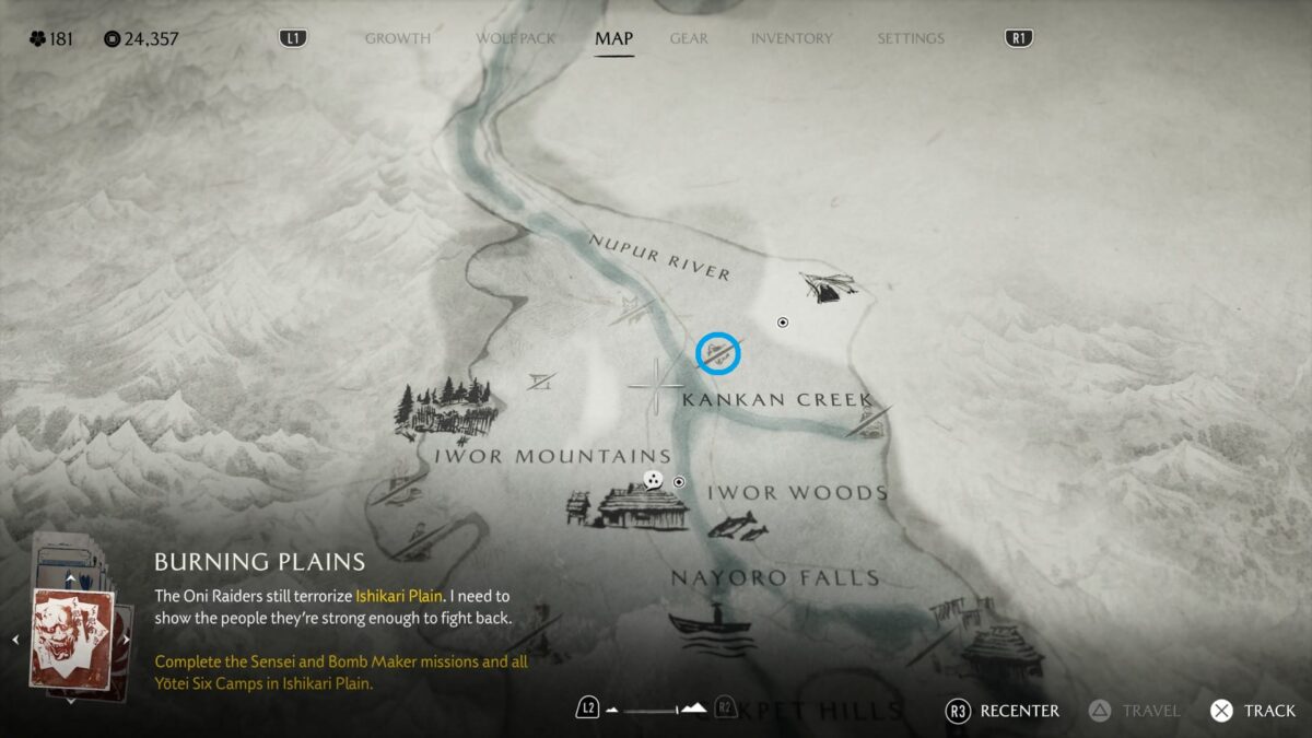 Map of Ghost of Yotei – Nayoro Wild.