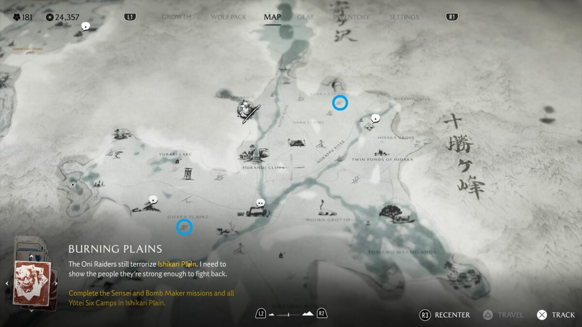 Map of Ghost of Yotei – Tokachi Range.