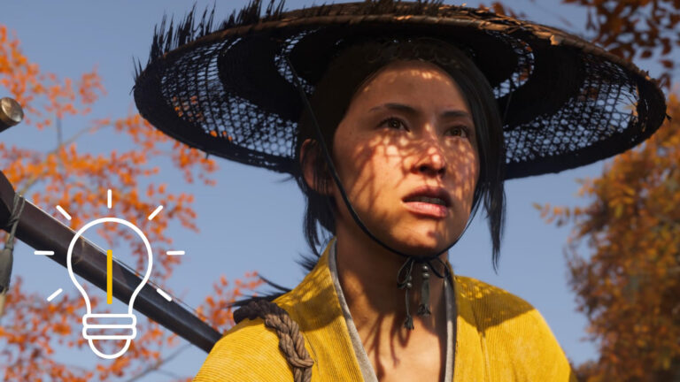 Atsu wearing a yellow top and a traditional Japanese hat, looking attentively ahead.