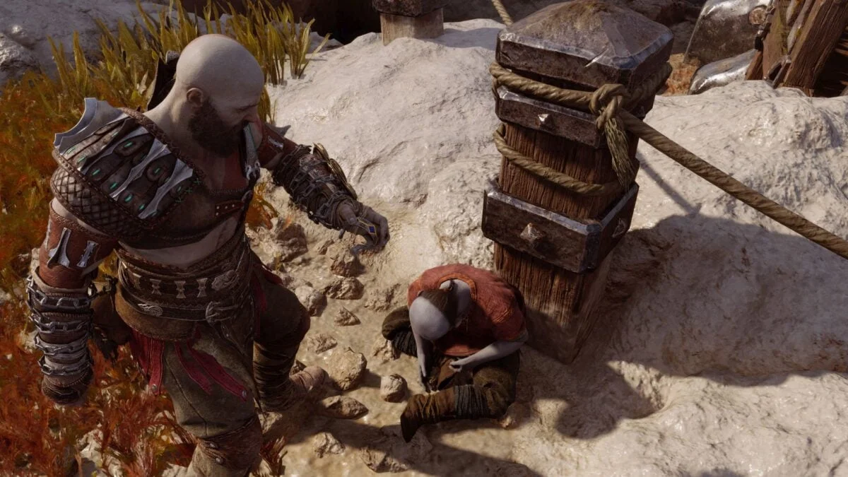 Kratos findet das erste Artefakt der zurückgelassenen Dinge bei einem toten Zwerg in God of War Ragnarök.