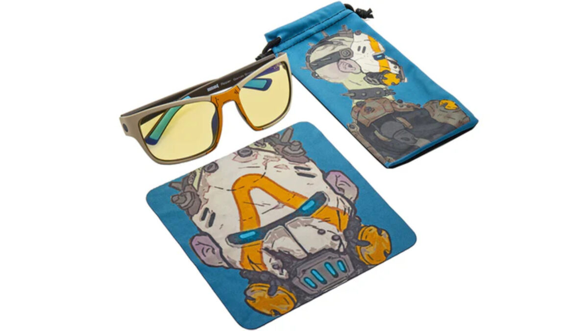 Eine Brille mit einem Tuch und einer Tasche von Borderlands 4.