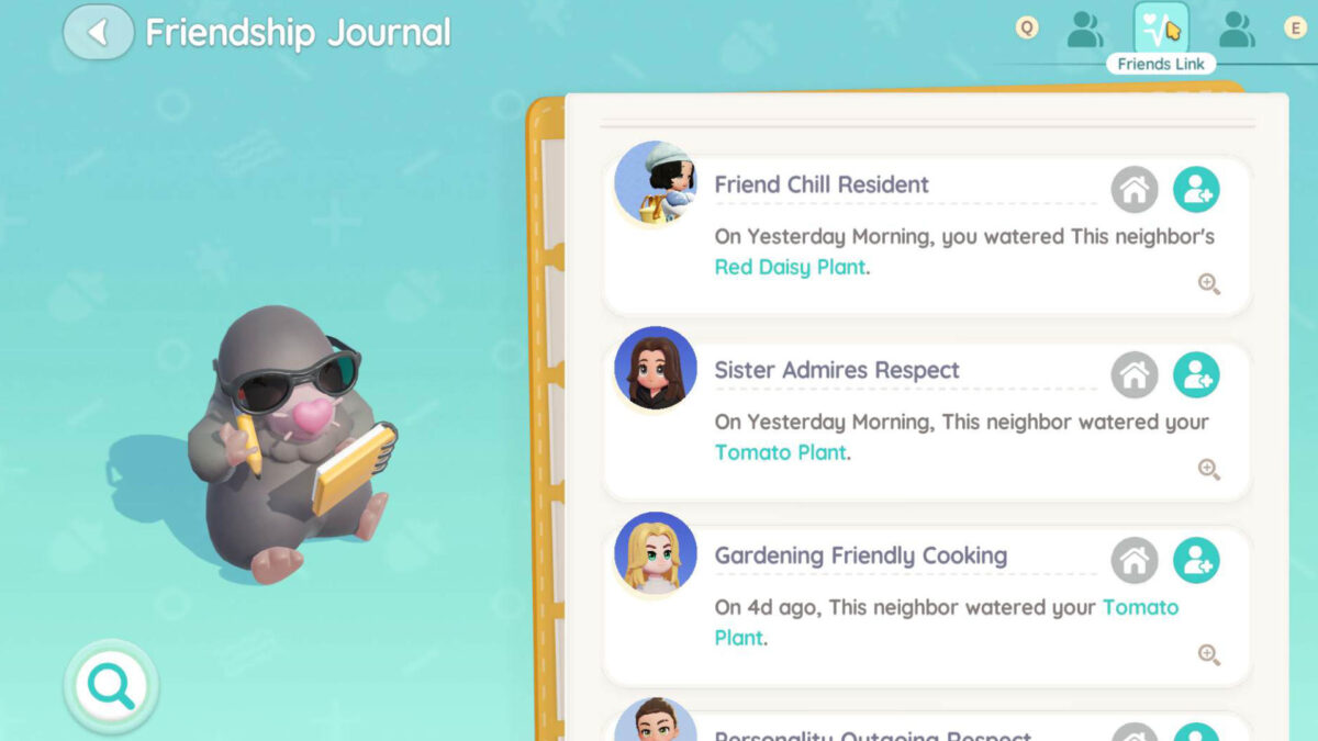 EIn Maulwurf, der neben einer Auflistung von Aktivitäten sitzt.