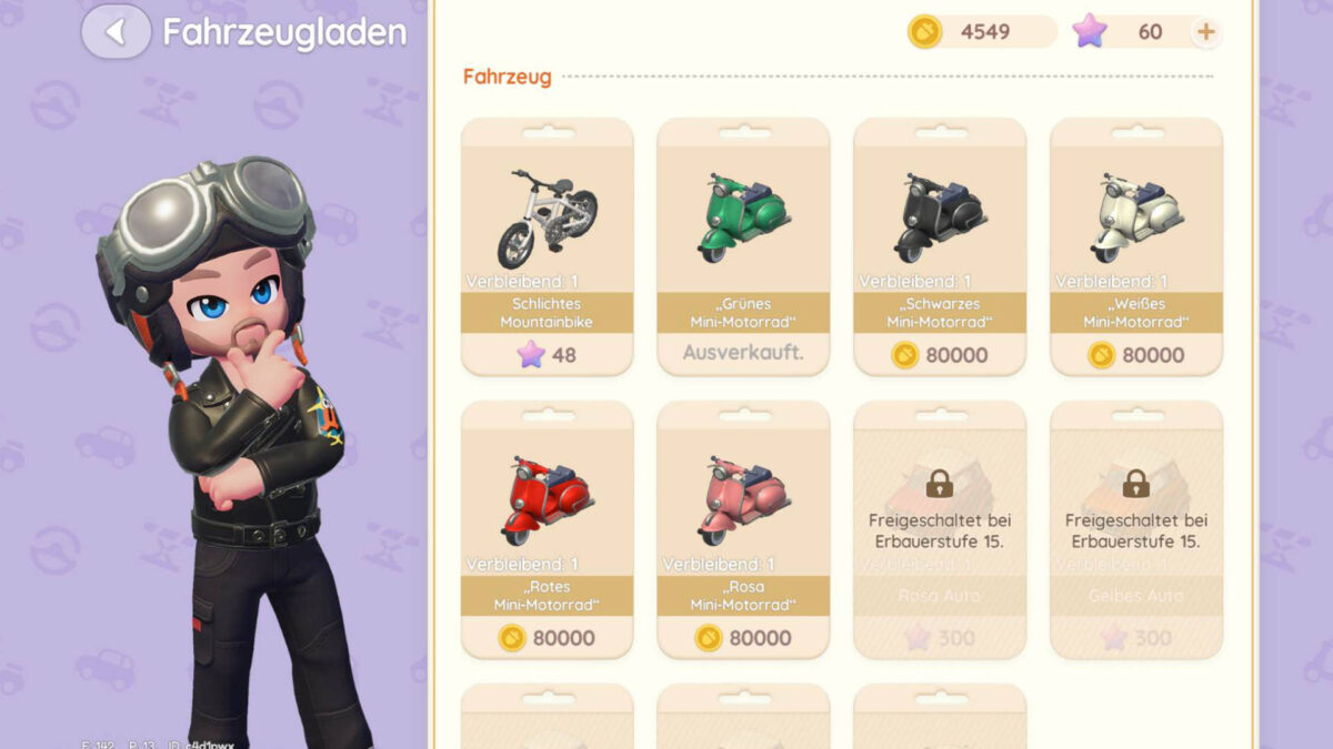 Eine Übersicht verschiedener Roller und Fahrzeuge.