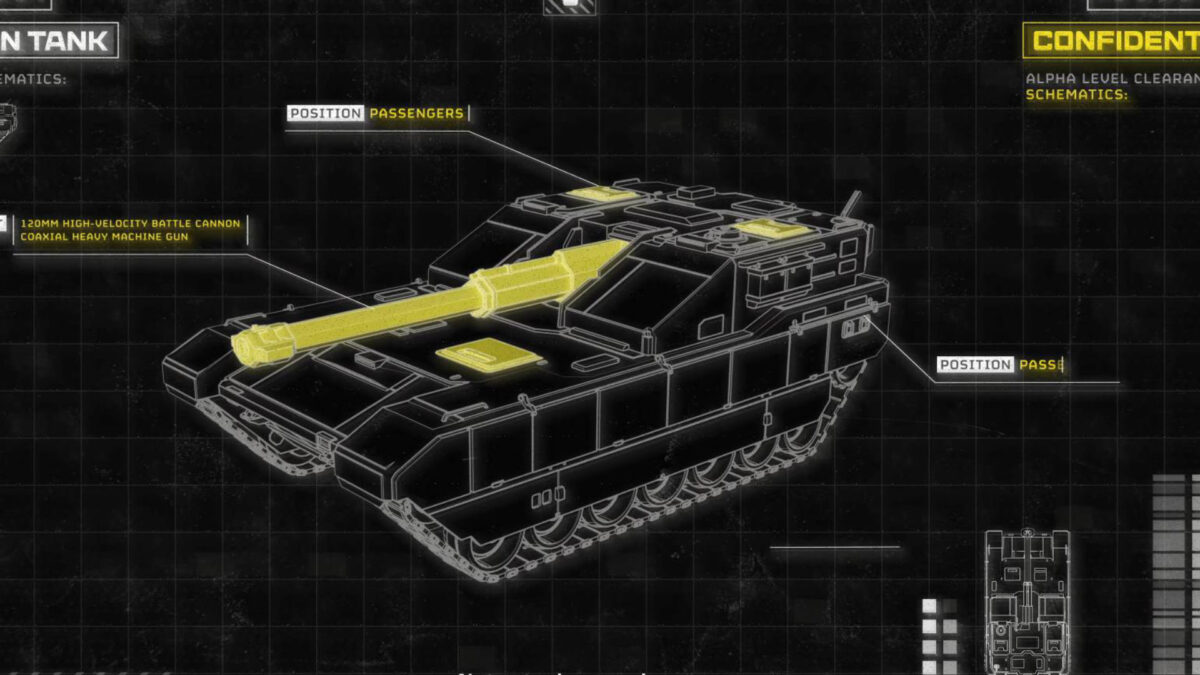 Eine Grafik eines Panzers mit Beschreibungen der Sitzpositionen.