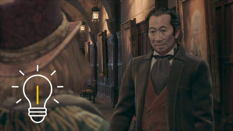 A man looks at a girl wearing a hat in a magic school.