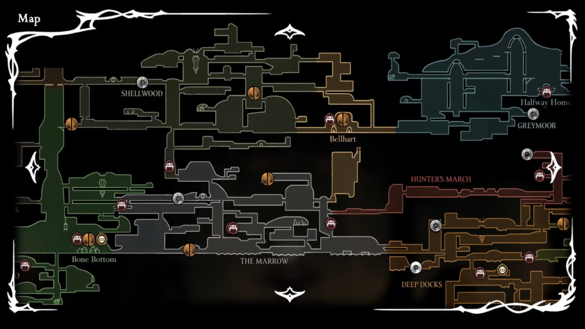 A map of Hollow Knoight: Silksong