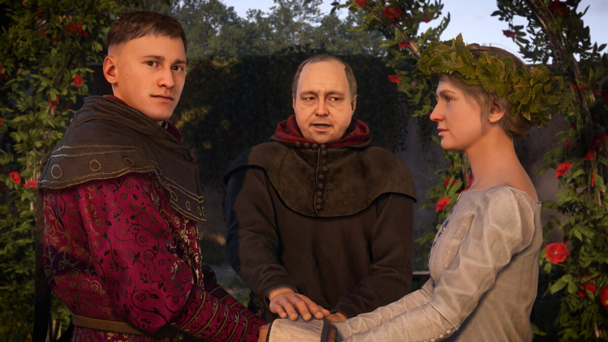 Zwei Einwohner aus Kingdom Come: Deliverance 2, die heiraten.