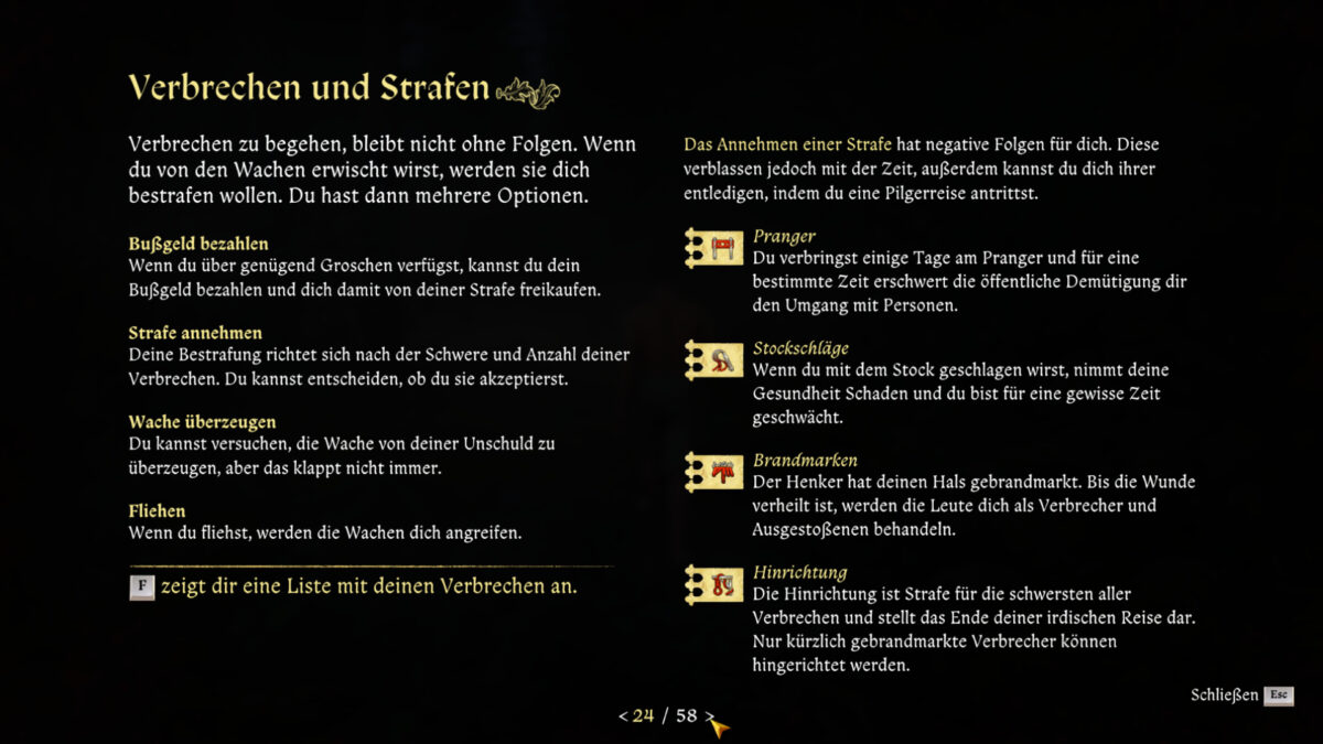 Übersicht der verschiedenen Strafen in Kingdom Come: Deliverance 2.