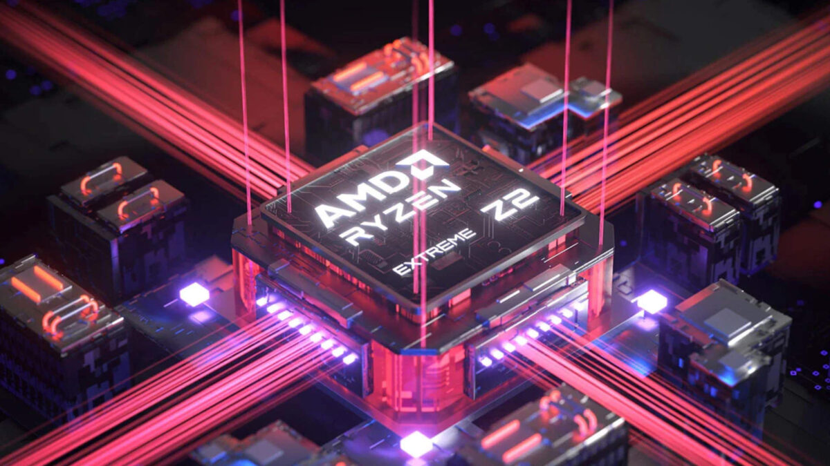 Eine Nahaufnahme vom AMD Ryzen Z2 Prozessor.