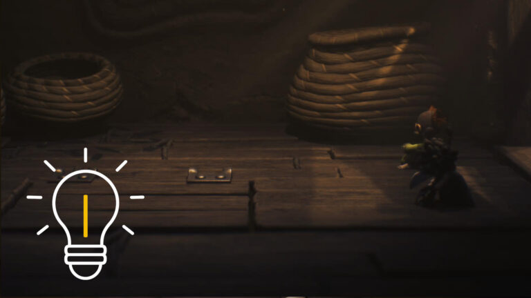 Two masked children crouch in front of a wooden trapdoor.