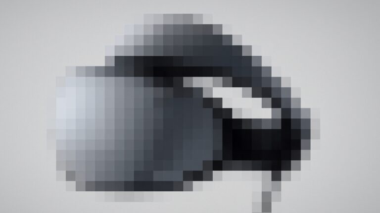The PlayStation VR2 headset, pixelated against a light background.