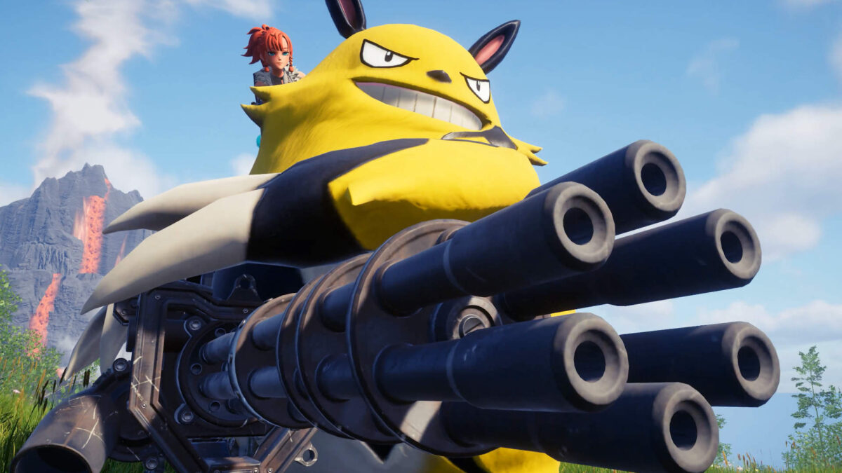 Ein riesiger gelber Pal, der eine riesige Waffe nutzt.