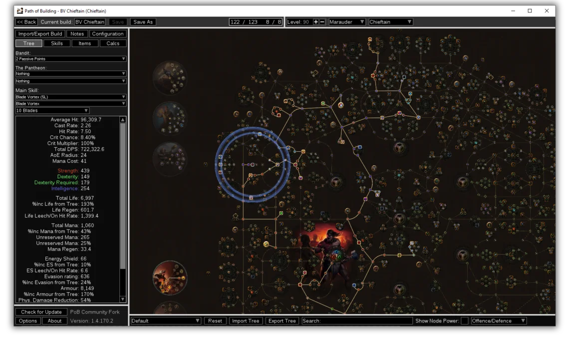 Übersichtsbild des Path of Exile Tools Path of Building Community