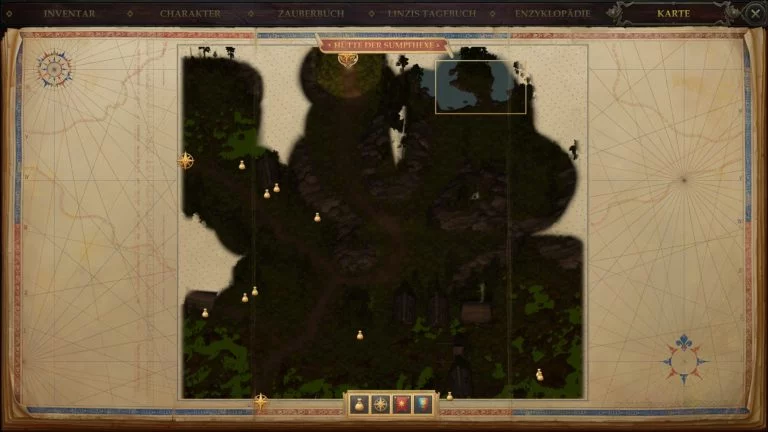 Location of Tiressia in Pathfinder: Kingmaker on the map "Swamp Witch's Hut".