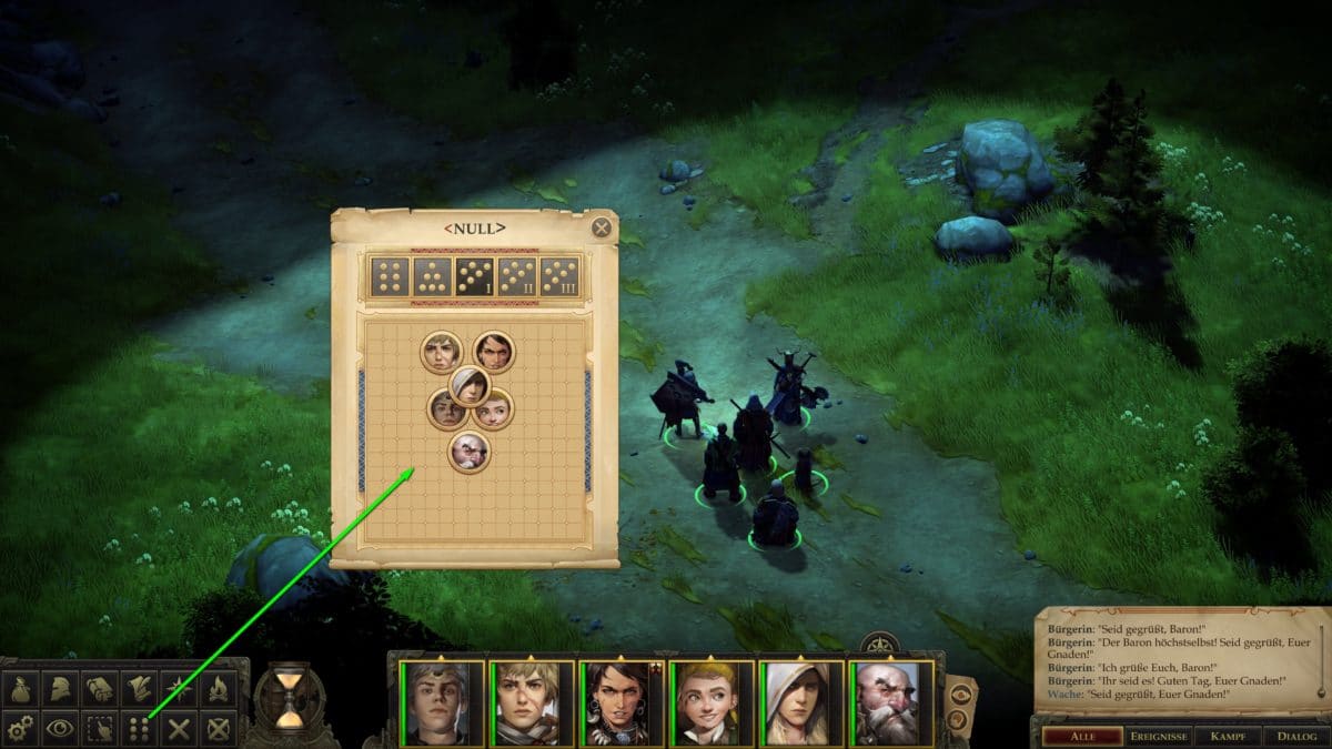 Set group formation in Pathfinder: Kingmaker