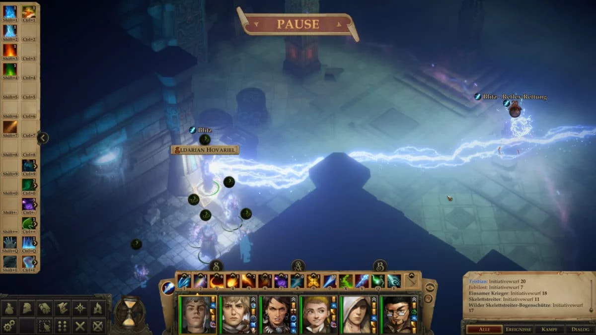 Destructive lightning spell meets enemy in crypt in Pathfnder: Kingmaker