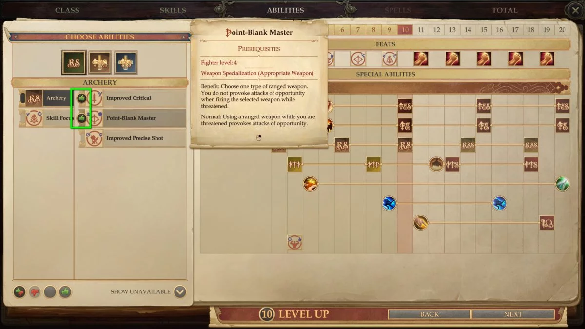 Select skills in the Level Up Overview in Pathfinder: Kingmaker