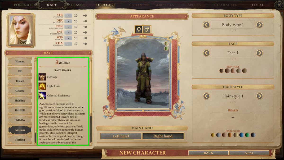 Race overview in Pathfinder: Kingmaker