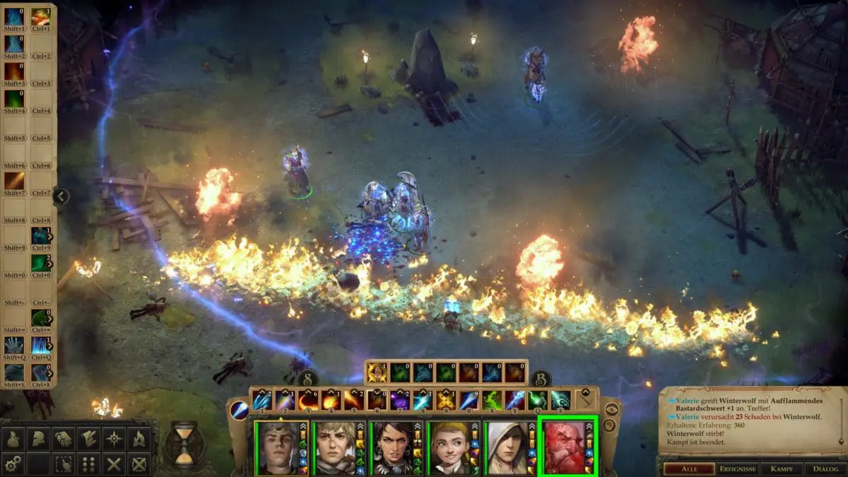 Great wall of fire in the fight against strong opponents and Harrim is already in the state Death's Door, which can be seen on his portrait in Pathfinder: Kingmaker