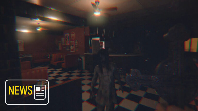 Ein Diner mit einem Geist, der auf die Kamera zuläuft.