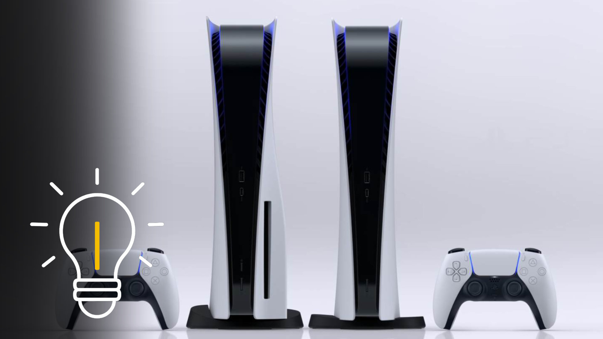 Zwei PlayStation-Konsolen, daneben jeweils weiße Wireless Controller.