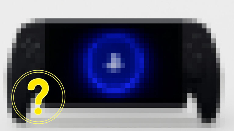 A heavily pixelated PlayStation handheld.
