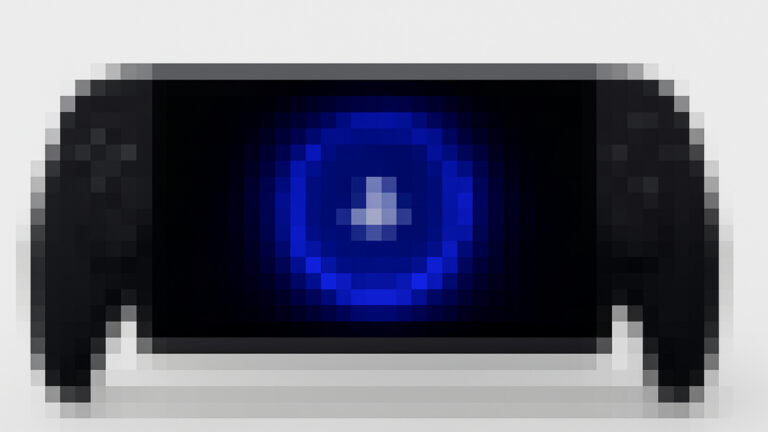 Ein PlayStation Handheld, der stark verpixelt ist.