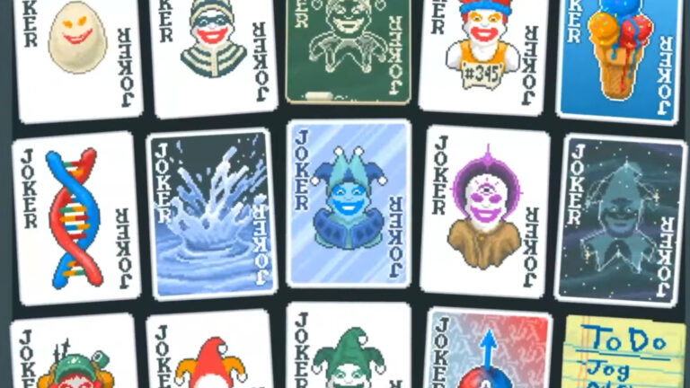 Mehrere unterschiedliche Karten, die einen Joker in verschiedener Form zeigen.