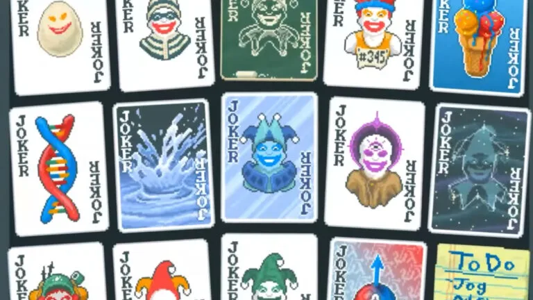 Mehrere unterschiedliche Karten, die einen Joker in verschiedener Form zeigen.