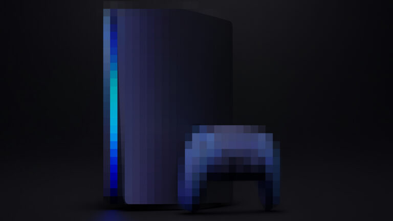 Ein Konzeptbild einer verpixelten Spielekonsole und einem Controller.