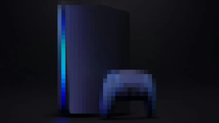 Ein Konzeptbild einer verpixelten Spielekonsole und einem Controller.