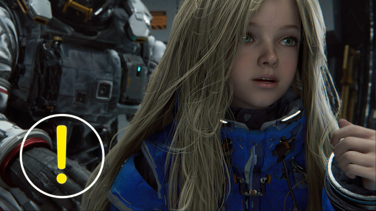 Ein Android Mädchen mit blonden Haaren und blauem Anzug.