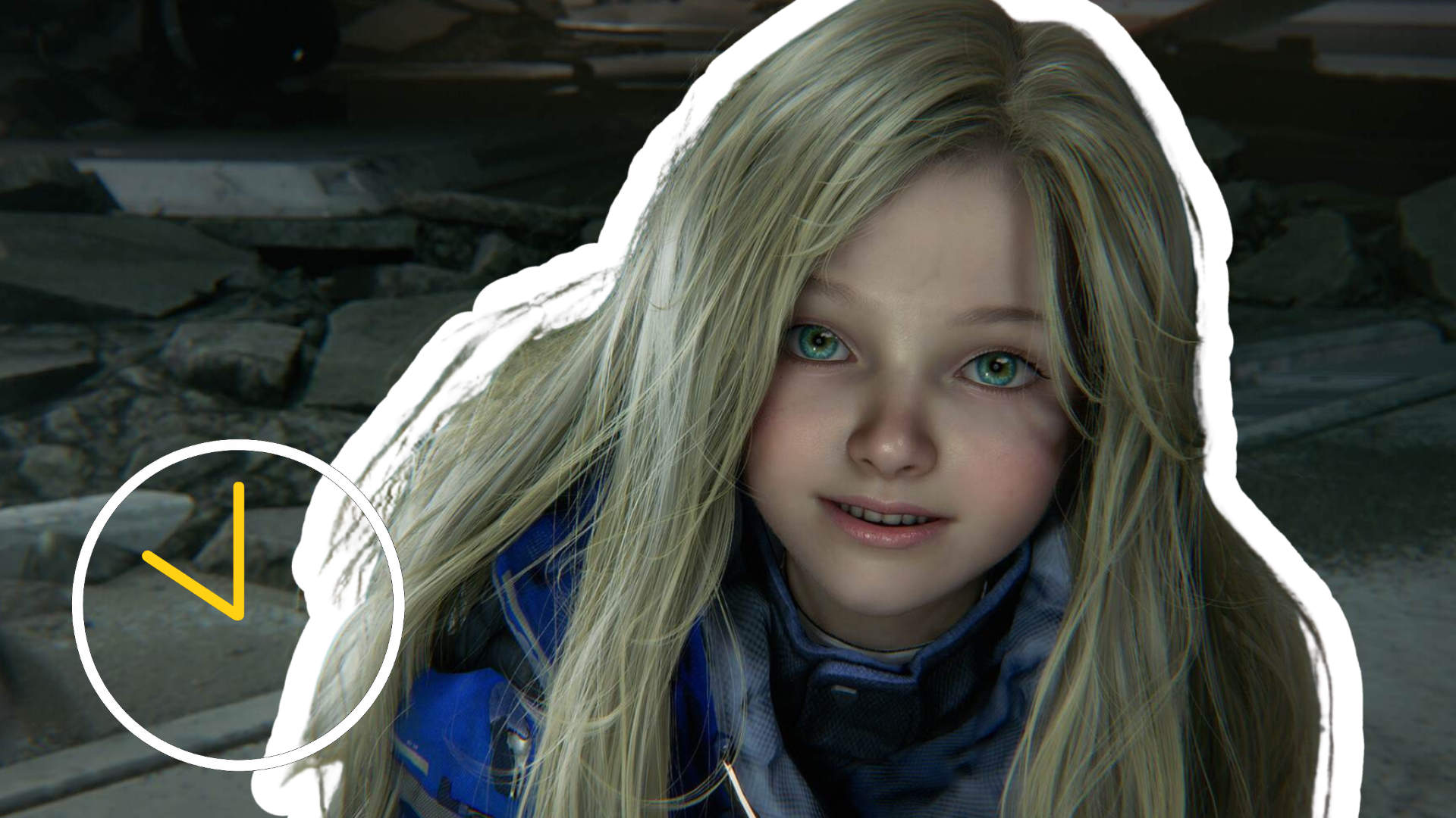 Diana from Pragmata, smiling as she looks ahead.