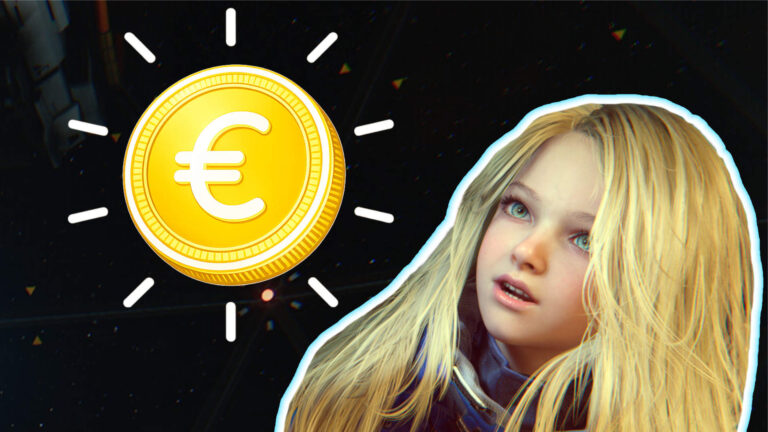 Pragmata: Mädchen blickt zu leuchtender Euro-Münze – Symbolbild für Preisvergleich, Kosten und Kauf des Sci-Fi-Spiels.