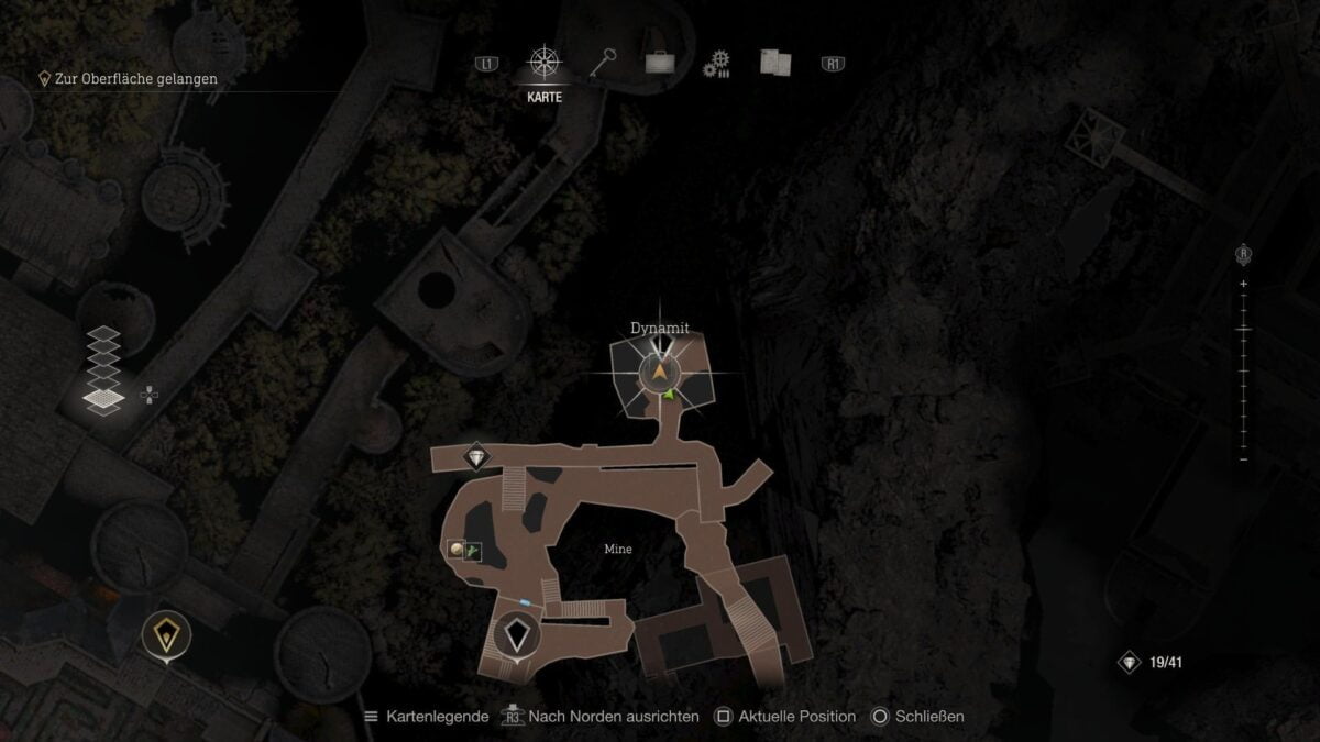 Die Karte zeigt den Fundort des Dynamits in Schacht M-4 in Resident Evil 4 Remake.