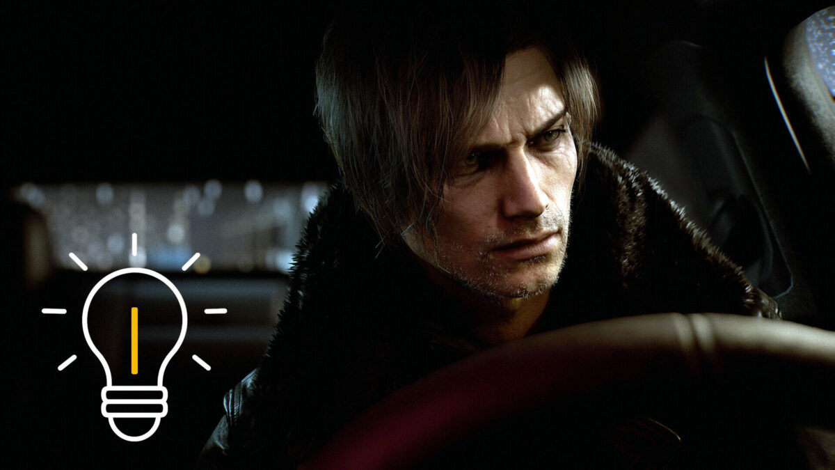 Leon S. Kennedy im Auto – düstere Szene aus Resident Evil 9 Requiem mit realistischer Grafik.