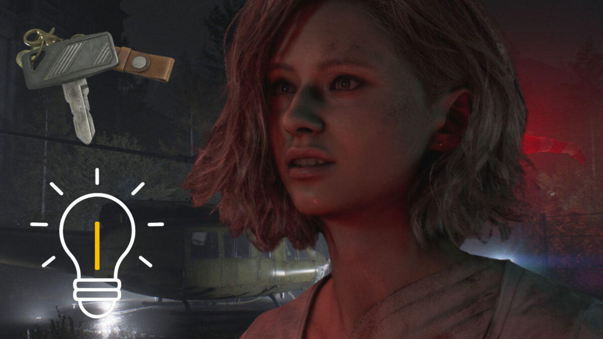 Grace in front of a huge yellow helicopter.