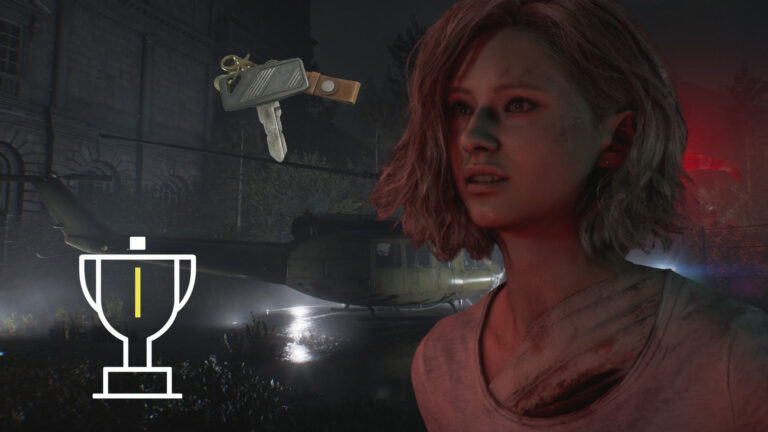 Grace vor einem riesigen gelben Hubschrauber.