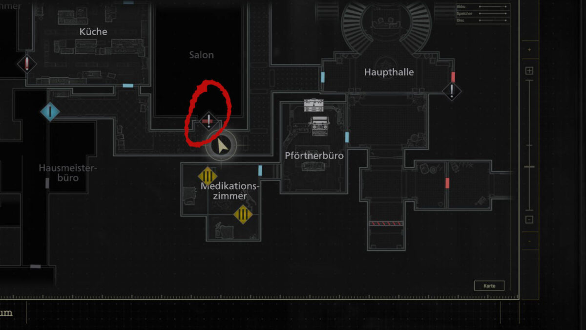 A map from Resident Evil showing a locked-off area.