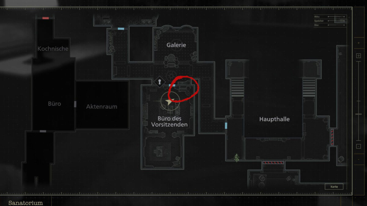 A map from Resident Evil Requiem showing the chairman's office.