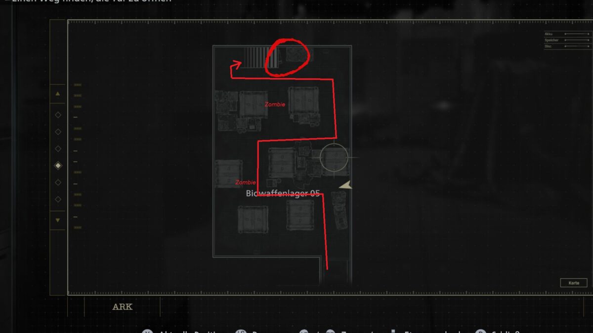 EIne Karte vom Biowaffenlager in Resident Evil 9.