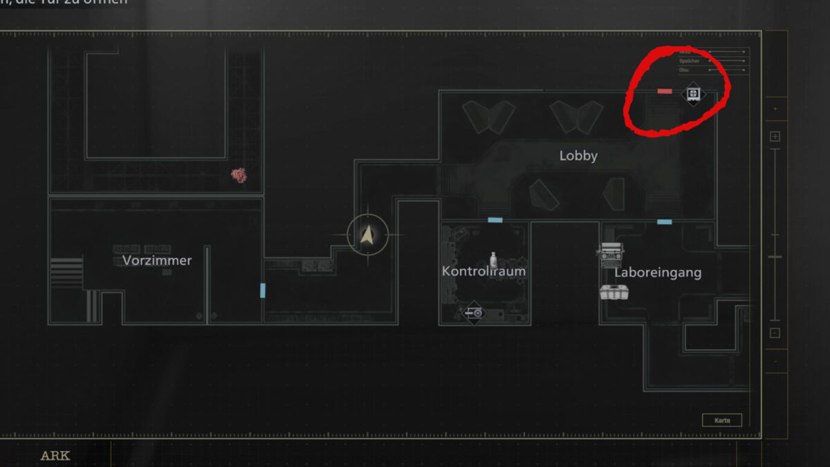 Karte von einem Komplex in Resident Evil Requiem.