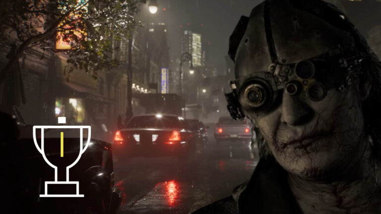 Viktor vor einer leicht beleuchteten regnerischen Straße.