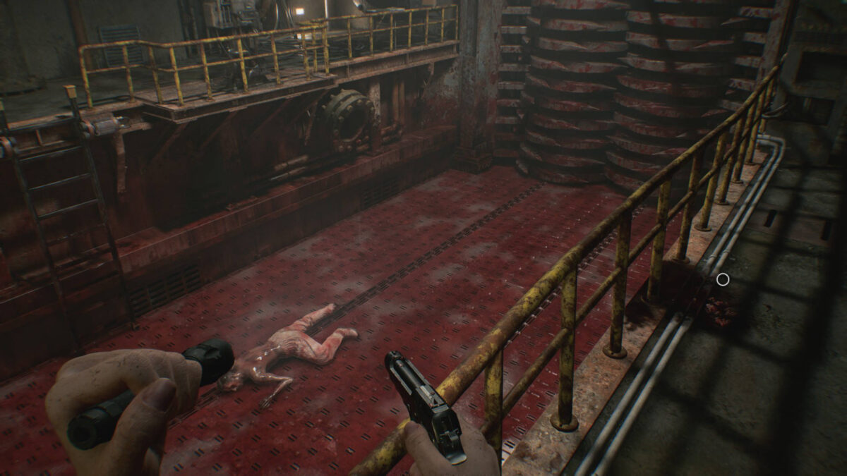 Ein Becken mit einem Häcksler am Ende.