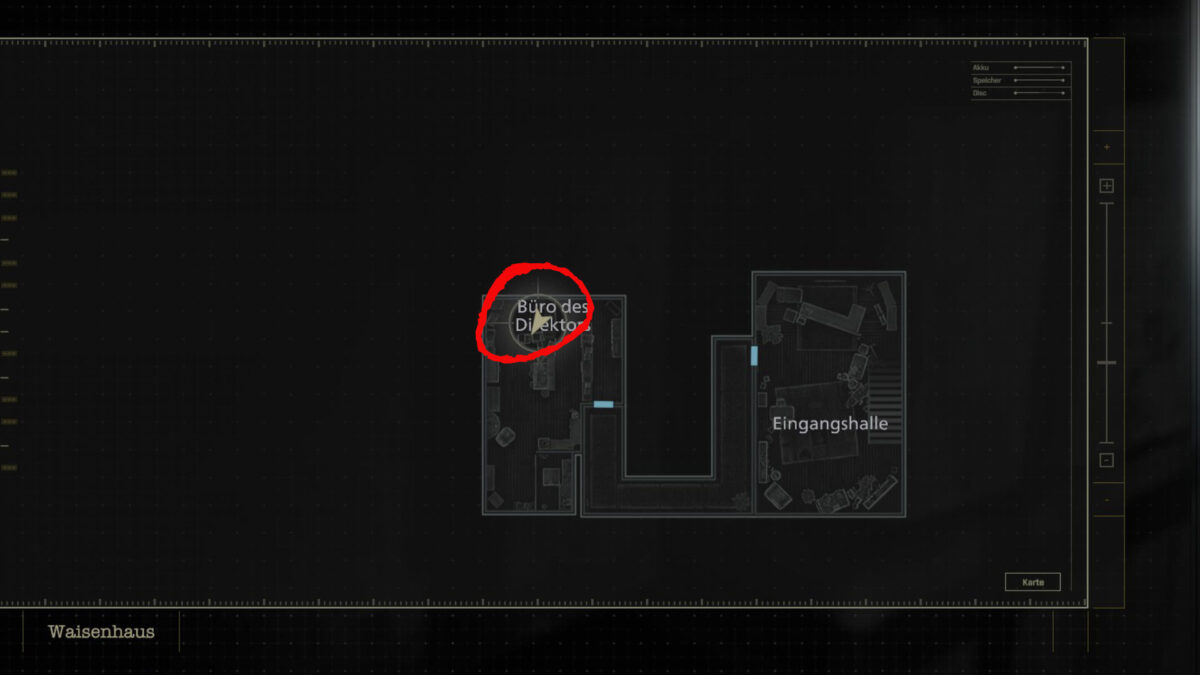 Eine Karte vom Büro des Direktors.