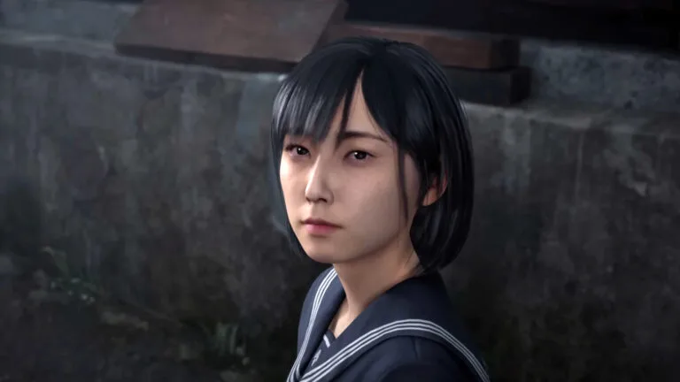 Eine Szene aus Silent Hill f zeigt ein junges japanisches Mädchen in Schuluniform.