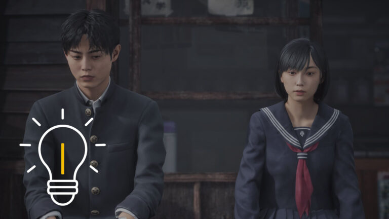 Zwei japanische Kinder in Schuluniform, ein Junge und ein Mädchen, sitzen auf einer Parkbank mit getrübtem Blick.