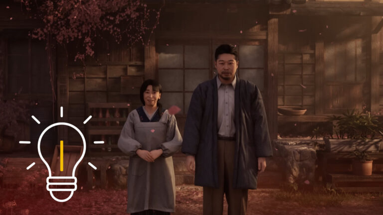 A middle-aged woman and man stand in front of a house, smiling.